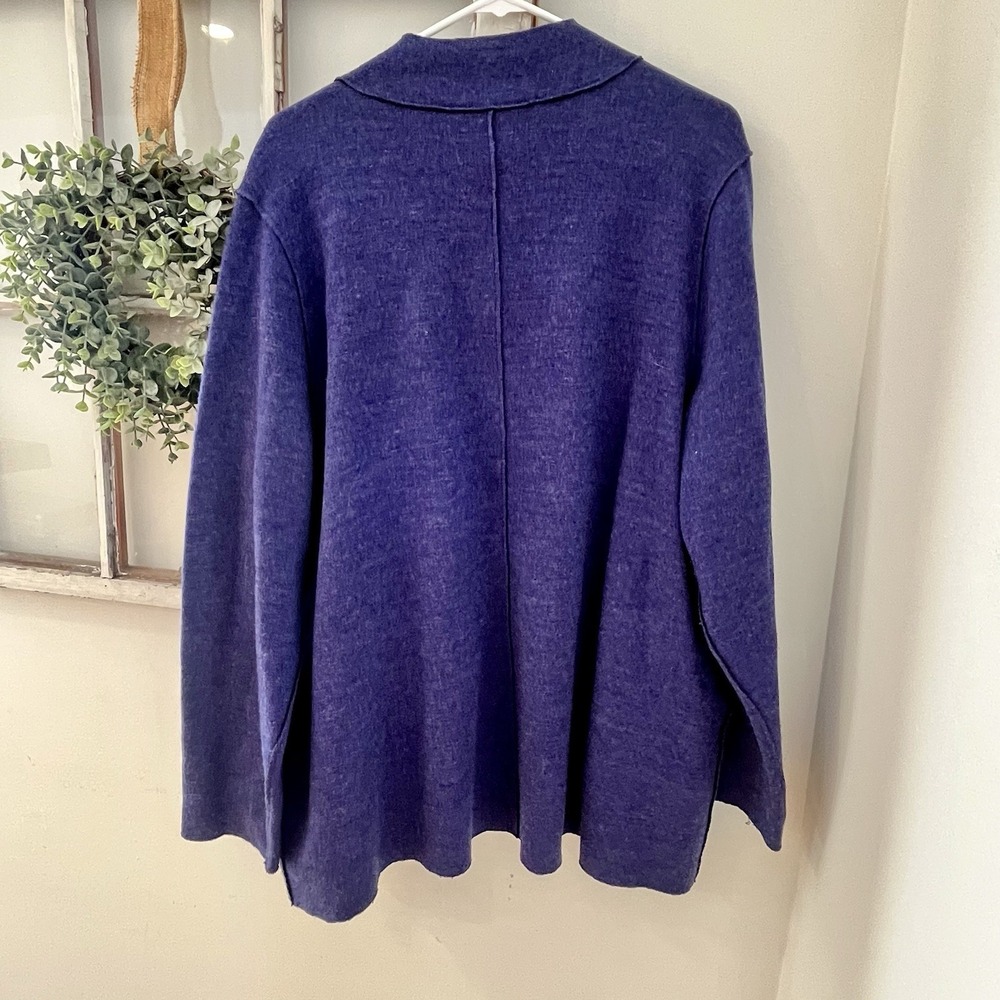 Eileen Fisher Merino Wool Collarless Open Front Cardigan Jacket XXL blue/purple - Picture 5 of 5